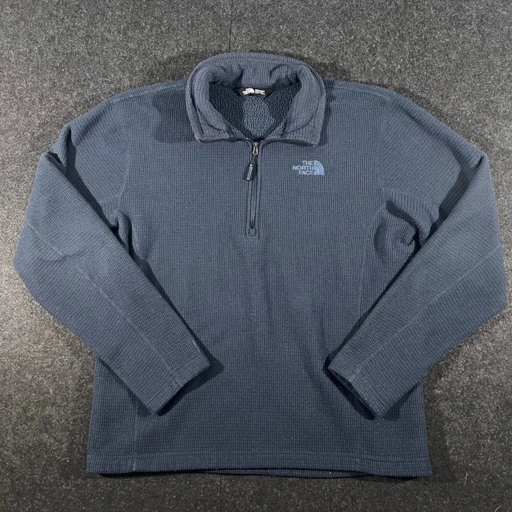 The North Face Fleece Pullover Mens L Blue Quarter Zip Waffle Knit Gorpcore
